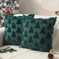 thumbnail image 1 of Set of 2 Christmas Throw Pillow Covers - 18 x 18-Inch Embroidered Christmas Tree Pillowcase - Soft Plush Polyester Fabric Xmas Winter Throw Pillow Cases - Holiday Decor for Sofa Living Room (Green), 1 of 7