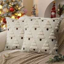 Set of 2 Christmas Tree Pillow Covers, 18x18 inch Christmas Decoration Soft Plush Faux Fur Throw Pillows for Bedroom Sofa Holiday Festivals Winter Home Decor