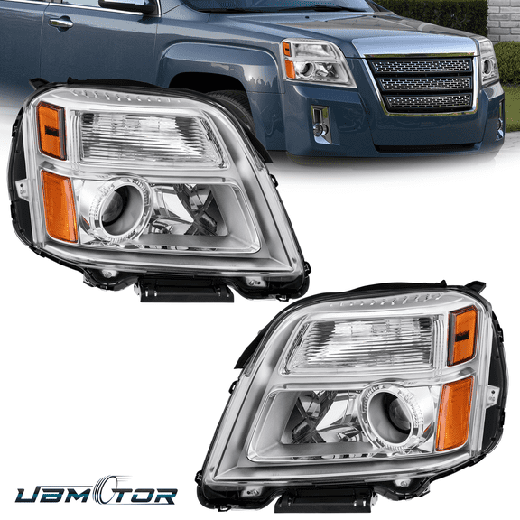 Set (2) Chrome Housing Amber Corner Headlights For 2010-2015 GMC Terrain SIE/SLT
