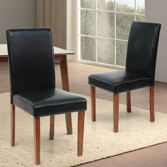 Set of 2 Classic Style Solid Wood Upholstered Waterproof Falabella Dining Chairs, Kitchen Chairs,  Armless Side Chairs, Modern Side Chairs, Medium Brown Color