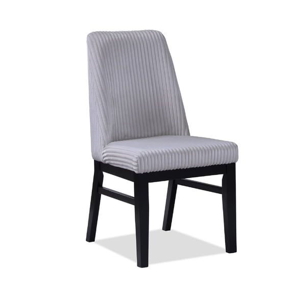 Set of 2 Contemporary Dining Chairs, Light Gray Textured Fabric, High Back Cushioned Seat, Durable Wood Frame with Black Finish Legs, Modern Home Furniture for Dining Room, 20"W x 19"D x 37.5"H