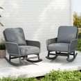 thumbnail image 1 of [Set of 2] Contemporary Minimalist Gray Wicker Rocking Chair with Soft Polyester Cushions and Durable Wooden Frame, Perfect for Indoor and Outdoor Spaces like Patio, Balcony, or Living Room BN.4844, 1 of 12