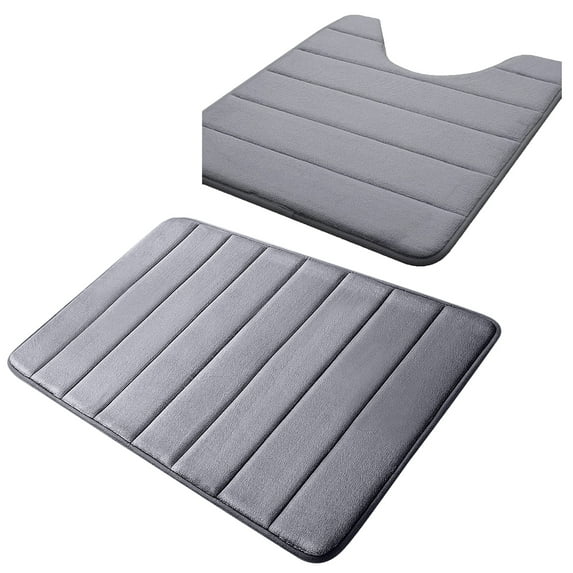 Set of 2 Coral Fleece Bath Mats U-Shaped Toilet Rug with Non-Slip Design, Quick-Dry, and Water Absorbent Qualities - Enhance Your Bathroom with a Soft and Practical Floor Carpet
