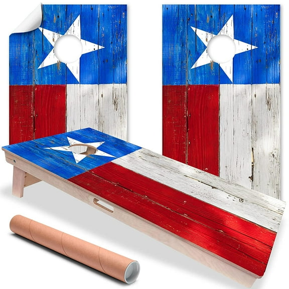 Set of 2 Cornhole Wraps for Boards Vinyl Decals - Corn Hole Bean Bag Toss Cornhole Wraps Stickers Cornhole Skins Cornhole Wraps for Boards (Boards Not Included) (Texas Flag)