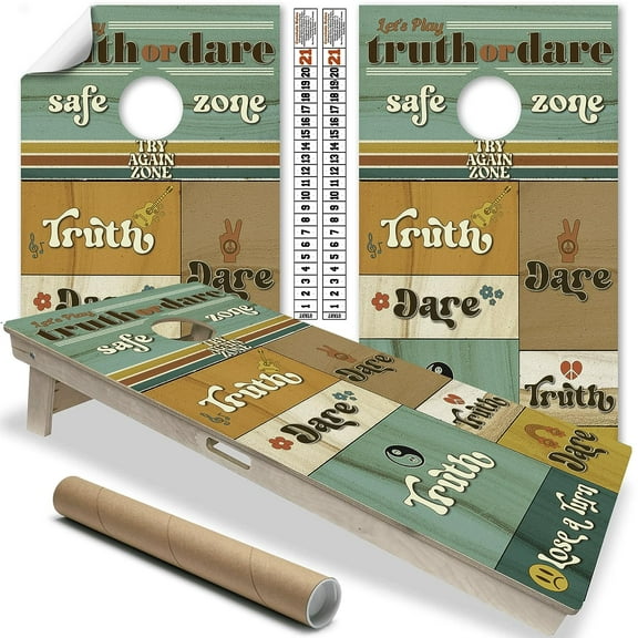 Set of 2 Cornhole Wraps for Boards Vinyl Decals - Drinking Games in Boards - Corn Hole Bean Bag Toss Wrap Stickers Skins (Boards Not Included) (Truth or Dare)