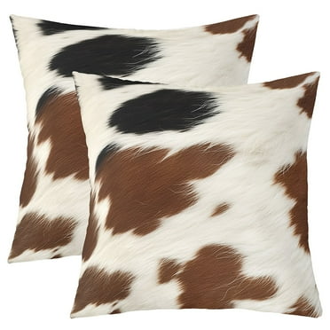 Set of 2 Cow Print Throw Pillow Covers 16x16 Inch for Bedroom,Rustic Western Cowhide Pillow Covers,Farmhouse Animal Decorative Pillow Covers,Cute Cow Cushion Covers