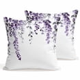 thumbnail image 1 of Set of 2 Dark Purple Pillow Covers 20x20 Inch, Eucalyptus Leaves Watercolor Plants Country Decorative Throw Pillow Cases Cotton Cushion Covers for Sofa Couch Bed Living Room Bedroom Home Decor, 1 of 9