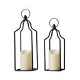 thumbnail image 1 of Set of 2 Decorative Black Metal Candle Lanterns with LED Flameless Candles for Indoor Outdoor Use, Modern Minimalist Hanging Lanterns for Home, Patio, Garden, Wedding, and Table Centerpiece Decor, 1 of 5