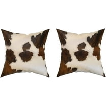 Set of 2 Decorative Cotton Pillows Covers Cow Skin Abstract Africa Animal Farm Fashion Home Sofa Cushion Cover Throw Pillowcase Gift for Couch Indoor Bed 18 x 18 Inch Square