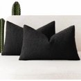 thumbnail image 1 of Set of 2, Decorative Textured Boucle Throw Pillow Covers Accent Solid Lumbar Pillow Cases Cozy Couch Cushion Case for Chair Sofa Bedroom Living Room Home Decor 12 x 20 Inch Black, 1 of 7