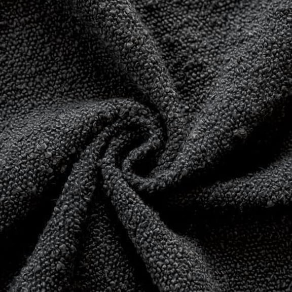 Set of 2, Decorative Textured Boucle Throw Pillow Covers Accent Solid Pillow Cases Neutral Soft Couch Cushion Case for Chair Sofa Bedroom Living Room Home Decor 24 x 24 Inch Black