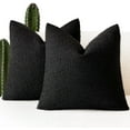 thumbnail image 1 of Set of 2, Decorative Textured Boucle Throw Pillow Covers Accent Solid Pillow Cases Neutral Soft Cozy Couch Cushion Case for Chair Sofa Bedroom Living Room Home Decor 18 x 18 Inch Black, 1 of 14