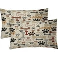 thumbnail image 1 of Set of 2 Decorative Throw Pillow Cover King Size 12x20 Inches Dog Bones and Paw Prints Pillowcase with Hidden Zipper Decor Cushion Gift for Home Sofa Bedroom Couch Car, 1 of 5