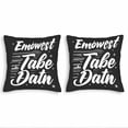 thumbnail image 1 of Set of 2 Decorative Throw Pillow Covers 18x18in - Whimsical Black Background with " Emowest Take Datn " in Playful Cursive Stars & Hearts Design for Couch Bed Car, 1 of 8