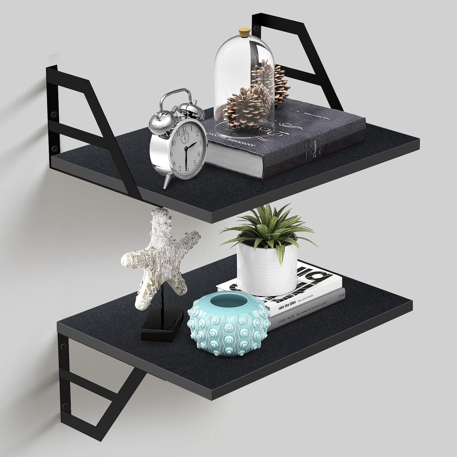 Set of 2 Deep Floating Shelves; Wall Mounted Book Shelf for Living Room ...