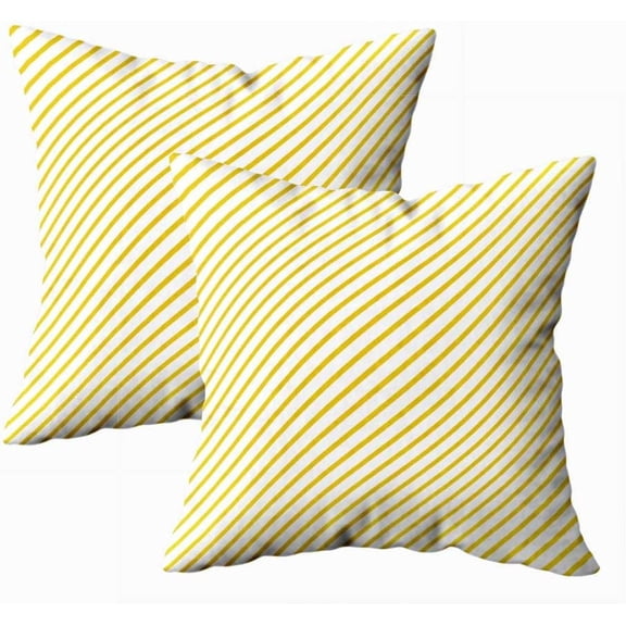 Set of 2 Diagonal Stripes Pattern Thin Light Orange Diagonal Stripes White Background Throw Pillow Covers 18X18 Inch Decorative Pillow Cases for Couch Bedroom Living Room