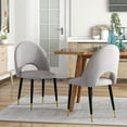 thumbnail image 1 of Set of 2 Dining Chairs with Curved Back, Linen Upholstered Chairs with Padded Seat and Metal Legs, Modern Accent Chairs for Kitchen Offices Living Rooms, Beige, 1 of 7