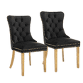 thumbnail image 1 of Set of 2 Dining Chairs Leisure Padded Chair, Tufted Solid Wood Velvet Upholstered Dining Chair with Nailhead Trim& Ring Pull for Kitchen, Living Room (Black with Steel Leg), 1 of 9