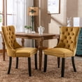 thumbnail image 1 of Velvet Upholstered Dining Chairs Set of 2, Wingback Dining Room Chairs with Ring Pull, Nailhead Trim and Tufted Button Back, Luxury Dining Chairs for Living Room Kitchen, (Gold), 1 of 9