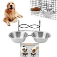 Ruseen Hanging NonSpill Animal Dishes, Stainless Steel Dog Crate Bowls