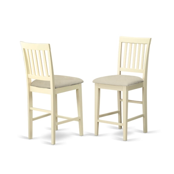 Set of 2 Elegant Solid Rubber Wood Bar Stools with Buttermilk & Cherry Finish - Perfect for Dining Area or Kitchen - Easy to Clean - Durable & Versatile