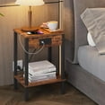 thumbnail image 1 of Set of 2 End Table with Charging Station, Narrow Side Table with USB Ports and Outlets, Nightstands with 2-Tier Storage Shelves, Sofa Table for Small Space Living Room Bedroom, 1 of 7