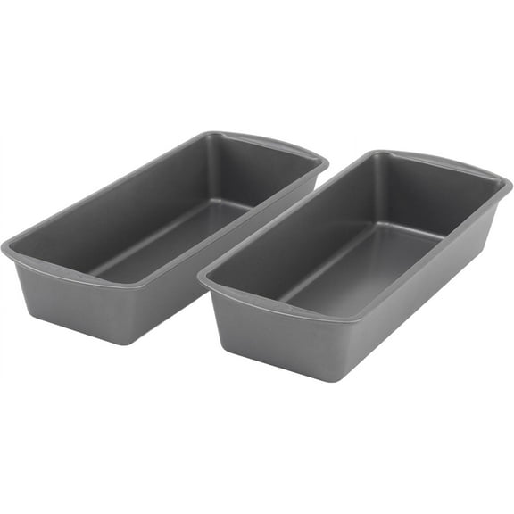 Set of 2 Extra Large 13" x 5" Nonstick Steel Bread Loaf Pans, Gray - Set of Two Loaf Pans, Even Heat Distribution, Scratch-Resistant Nonstick Coating, Durable Construction, Easy to Clean