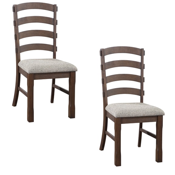 Set of 2 Fabric, Rustic Finish Side Chair, Mid Century Modern Kitchen Chairs, Upholstered Accent Chairs, Wooden Desk Chairs for Kitchen Dining Room (Gray)