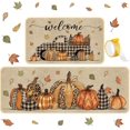 Set of 2 Fall Kitchen Mats Pumpkin Kitchen Rugs Thanksgiving Kitchen