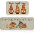 thumbnail image 1 of Set of 2 Fall Kitchen Rugs and Mats Truck Plaid Pumpkin Non Slip Backing Mat with Runner Autumn Cute Kitchen Mats for Floor Indoor Home Holiday Thanksgiving Decor 17x29 and 17x47 Inch (Gnome), 1 of 6