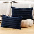thumbnail image 1 of Set of 2 Faux Wool Plush Decorative Throw Pillow Covers 18x18 Inch Light Blue Fluffy Striped Soft Decorative Cushion Cover for Sofa Bedroom Pillow Shell, 1 of 6