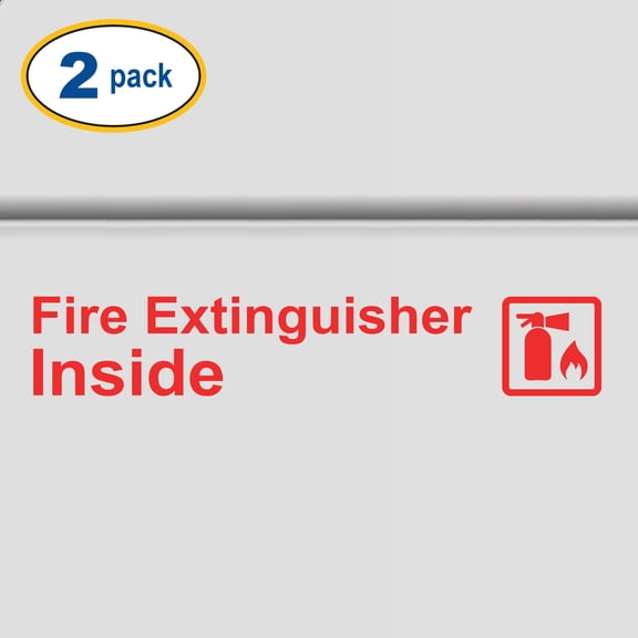 Set of 2 - Fire Extinguisher Inside Vinyl Decal Sticker Safety Sign for Commercial Semi Truck Tractor Tow Van Emergency Decal Custom Trucker Decal Lettering Trucking (Style #2) (20" x 3.5", Red)