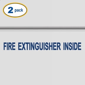 Set of 2 - Fire Extinguisher Inside Vinyl Decal Sticker Safety Sign for Commercial Semi Truck Tractor Tow Van Emergency Decal Custom Trucker Decal Lettering Trucking (Style #1) (20" x 2", Blue)