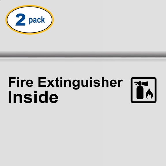 Set of 2 - Fire Extinguisher Inside Vinyl Decal Sticker Safety Sign for Commercial Semi Truck Tractor Tow Van Emergency Decal Custom Trucker Decal Lettering Trucking (Style #2) (16" x 3.5", Black)