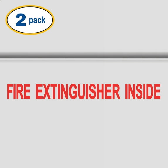 Set of 2 - Fire Extinguisher Inside Vinyl Decal Sticker Safety Sign for Commercial Semi Truck Tractor Tow Van Emergency Decal Custom Trucker Decal Lettering Trucking (Style #1) (18" x 2", Red)