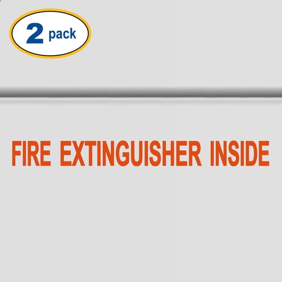 Set of 2 - Fire Extinguisher Inside Vinyl Decal Sticker Safety Sign for Commercial Semi Truck Tractor Tow Van Emergency Decal Custom Trucker Decal Lettering Trucking (Style #1) (14" x 2", Orange)