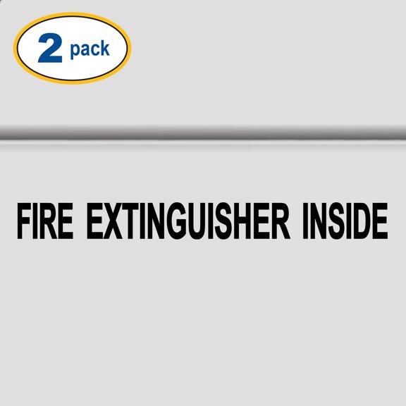 Set of 2 - Fire Extinguisher Inside Vinyl Decal Sticker Safety Sign for Commercial Semi Truck Tractor Tow Van Emergency Decal Custom Trucker Decal Lettering Trucking (Style #1) (18" x 2", Black)
