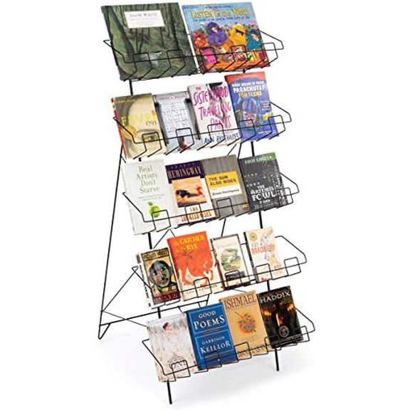 Set of 2 Floor Standing Magazine Holders - Standing Card Display Rack with Wire Construction, Greeting Card Fixture, Book Display Wire Rack for Retail (WRF5T23)$$Furniture
