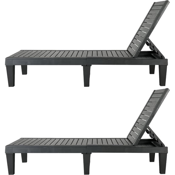 Set of 2,Foldable Patio Chaise Outdoor Lounge Chair Folding Sun Bed Patio Lounger Reclining Couch Adjustable Backrest for Pool Beach Deck Sunbathing Waterproof Black2