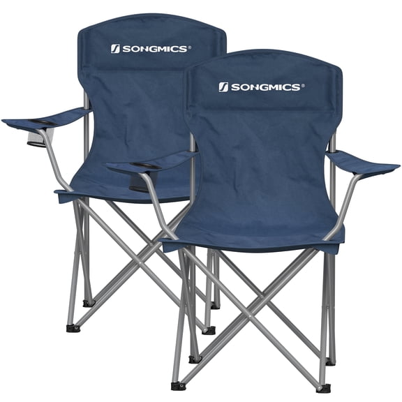 Set of 2 Folding Camping Chairs, Comfortable, Heavy Duty Structure, Max. Load Capacity 330 lb, Outdoor Chair with Cup Holder, for Camping, Garden, Fishing, Terrace