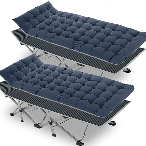 Set of 2 Folding Camping Cot, Sleeping Cot Bed, Tent Cot with Mattress, Carry Bag, Extra Wide Sturdy, Heavy Duty Holds Up to 880 Lbs, Lightweight, Comfortable for Outdoor&Indoor