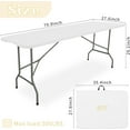 thumbnail image 1 of Set of 2 Folding Table 6 FT Lightweight Camping Table Portable Plastic Rectangular Outdoor Dining Table Steel Legs Fold-in-Half with Carrying Handle for Indoor,Picnic,Party,Wedding,Events(White), 1 of 6