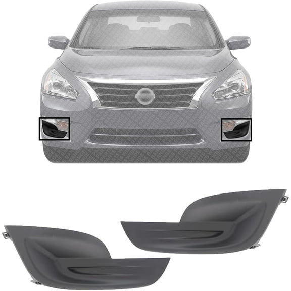 Set Of 2 Front Fog Light Cover Textured Plastic Left Driver & Right Passenger Side Direct Replacement Compatible With 2013-2015 Nissan Altima NI1038114 NI1039114 622563TA0A 622573TA0A