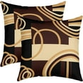 thumbnail image 1 of Set of 2 Geometric Throw Pillow Covers, Geometry Circle Cushion Case for Home Living Room Decor, Reversible Brown Red Stripe Line Decor Throw Cushion Case, Modern Art 20x20 Inches, 1 of 1