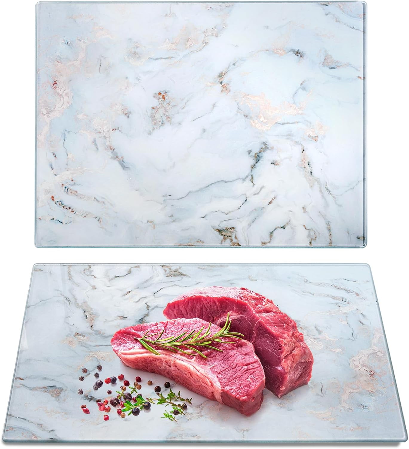 Tempered Glass Cutting Board - 14x10 Inch Clear Kitchen Board With Non-Slip Feet, Heat Resistant, Easy Clean Countertop Protector