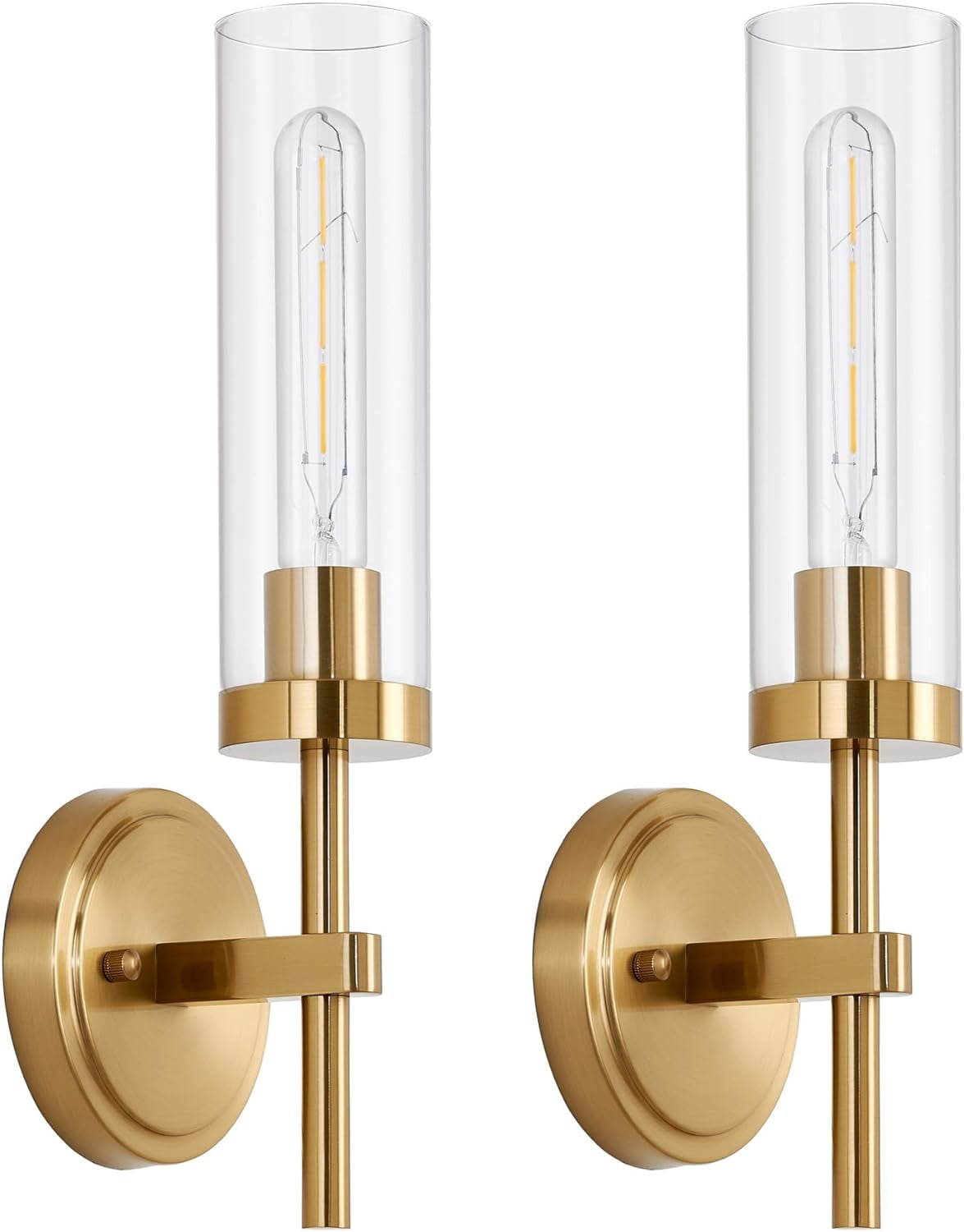 Set of 2 Gold Wall Sconces, Modern Bathroom Vanity Light Fixtures with ...