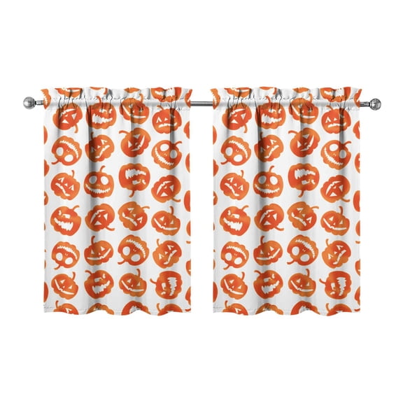 Set of 2 Gothic Halloween Tier Curtains with Skull and Witch Artwork, Semi-Sheer Caf Curtains for Farmhouse Kitchen 27.5x36in(70x90cm) Kitchen Curtains