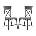 thumbnail image 1 of Set of 2 Gray Fabric Side Chairs - Sandy Black Metal Frame, 18"x21" Dining Chairs with Cushioned Seats, Cross Back Design, Ideal for Dining Room, China., 1 of 6