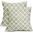 thumbnail image 1 of Set of 2 Green Grey Block Print Pillow Covers 22x22 Inch, Vintage Floral Spring Decorative Throw Pillow Cases Boho Rustic Cushion Covers for Farmhouse Sofa Couch Bed Decor, 1 of 16