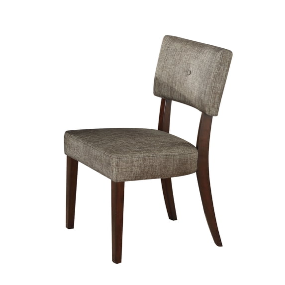 Set of 2 Grey Padded Dining Side Chairs with Espresso Finish Wooden Legs - Comfortable Upholstered Seat & Back - 36" H x 20" W for Living Room & Dining Room